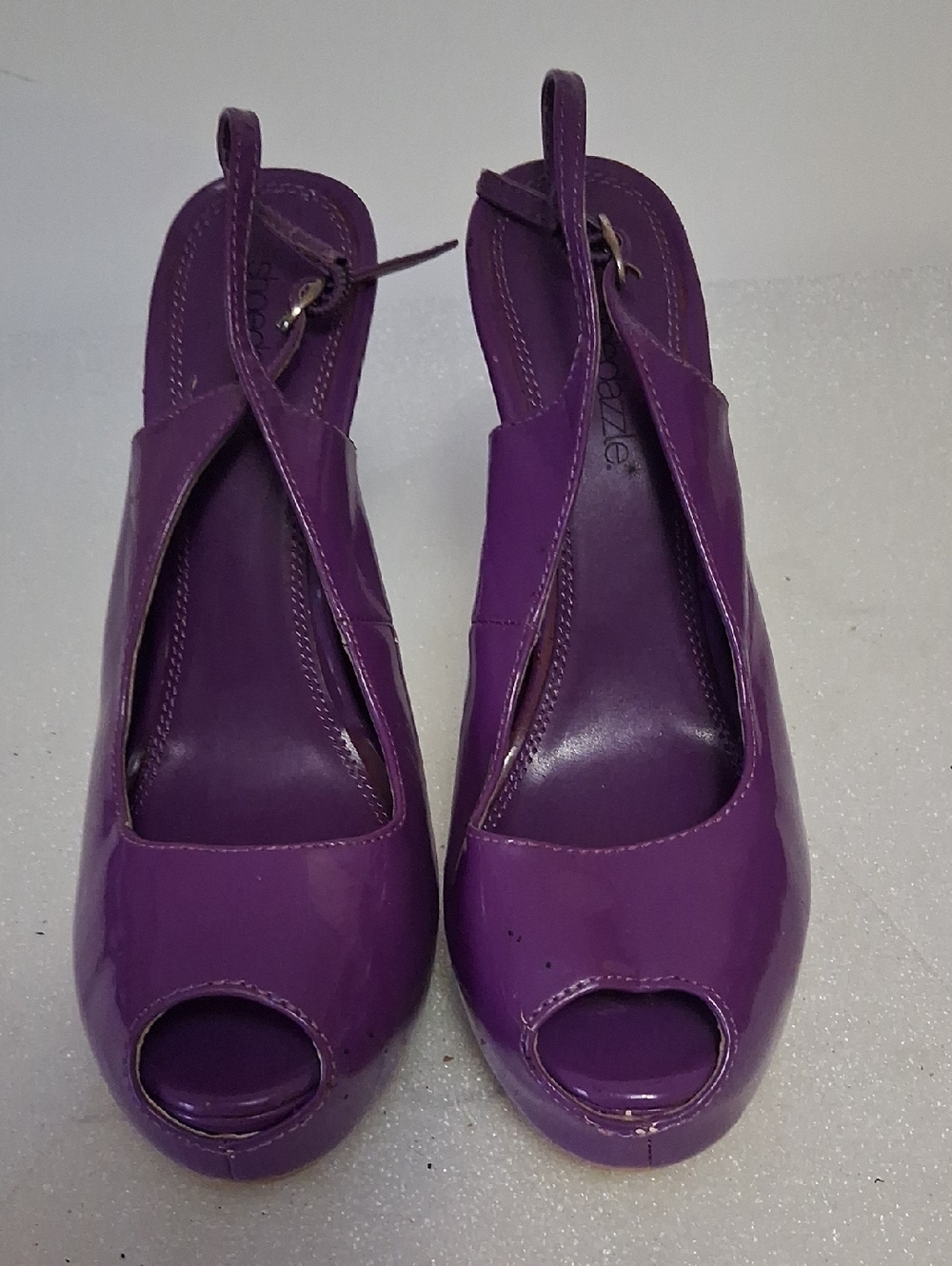 Purple Peep-Toe Slingback Heels